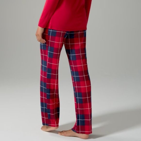 NWT Soma COOL NIGHTS Long Sleeve Pj Set  - Color -BLANKET PLAID NAVY - Size L - Picture 6 of 11